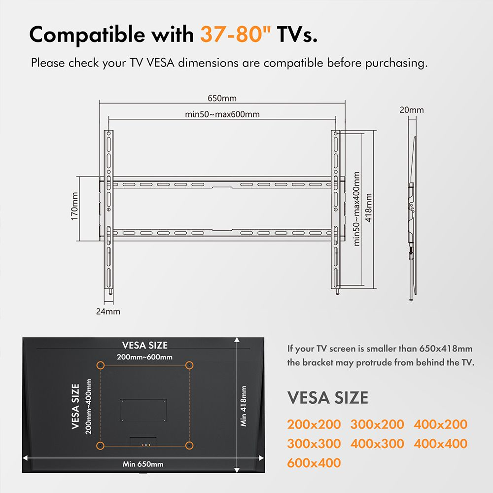 Stenski TV nosilec VonHaus 37-70'' do 35kg