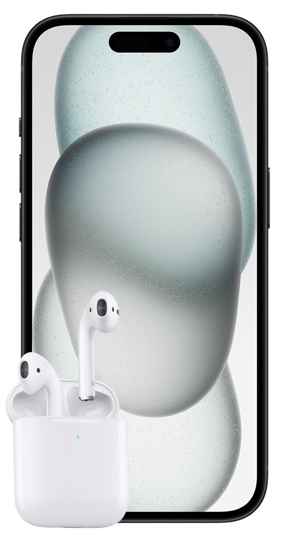 Komplet Apple iPhone 15 128 GB črn in AirPods 2