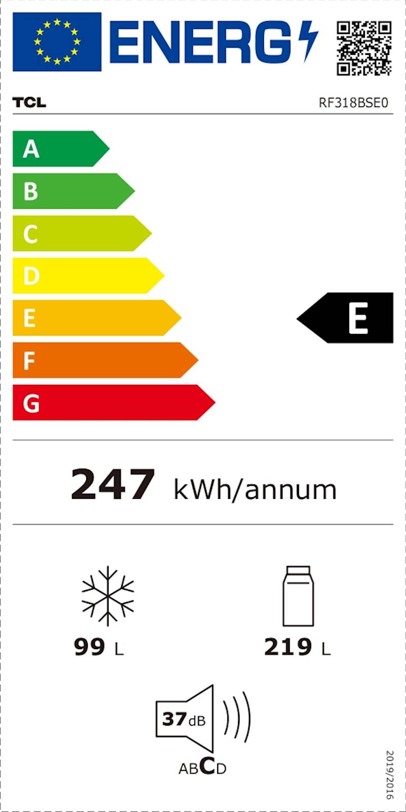 Hladilnik kombiniran TCL RF318BSE0, Total No Frost