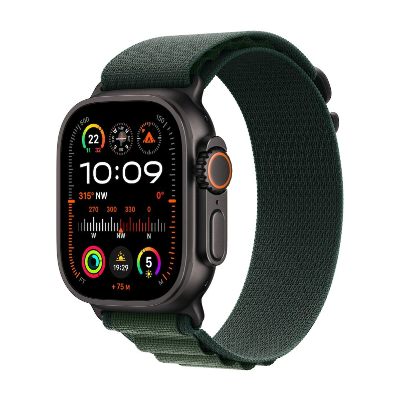 Pametna ura Apple Watch Ultra 2 GPS + Cellular 49mm Black Titanium z Dark Green Alpine Loop - Medium