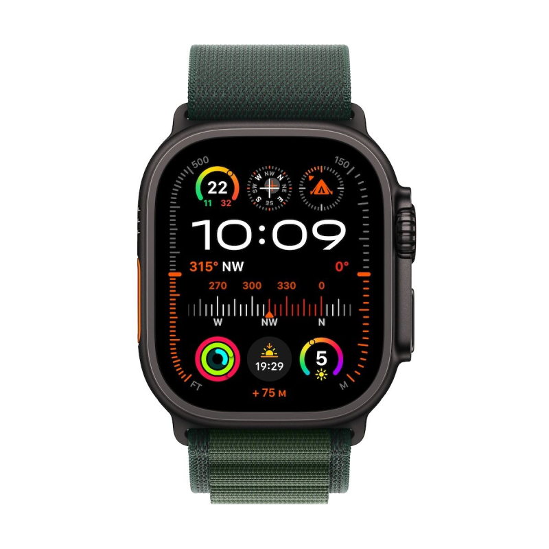 Pametna ura Apple Watch Ultra 2 GPS + Cellular 49mm Black Titanium z Dark Green Alpine Loop - Medium