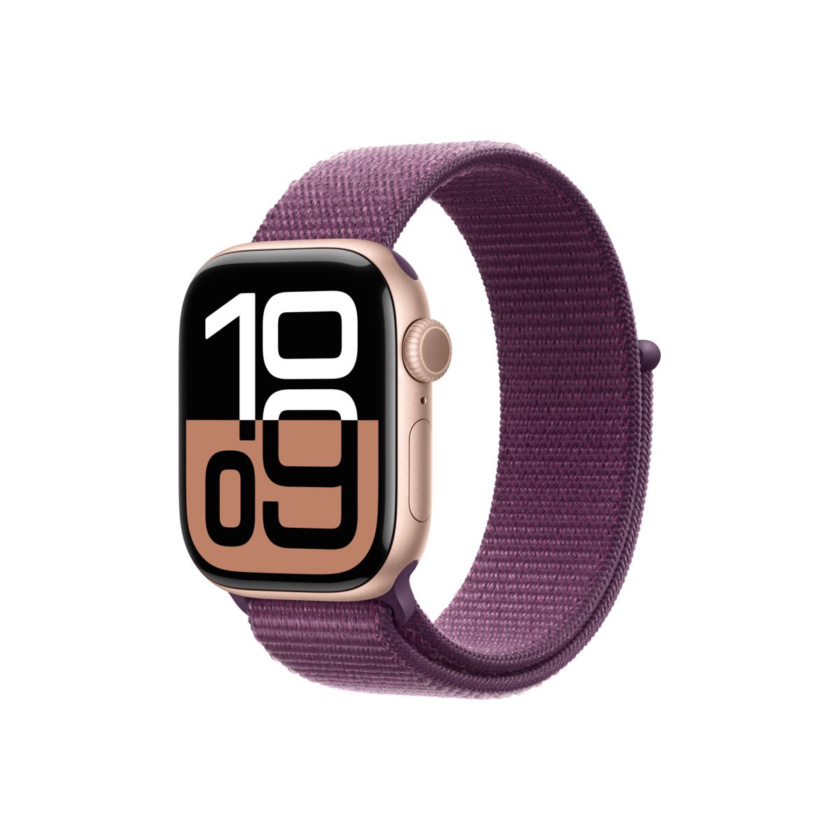 Apple Watch Series 10 GPS 42mm Rose Gold Aluminium Case with Plum Sport Loop