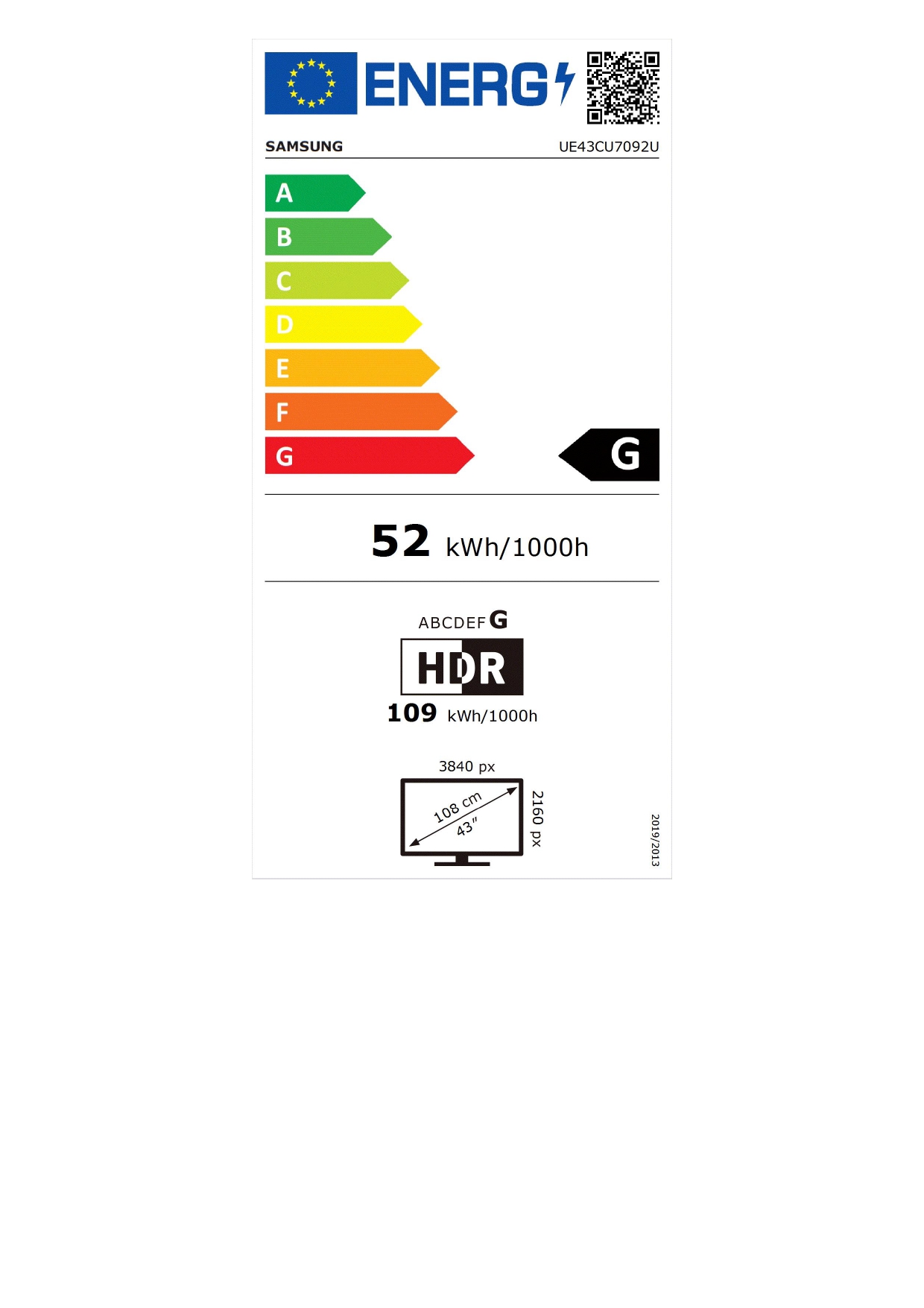 4K TV Samsung CU7092 43"