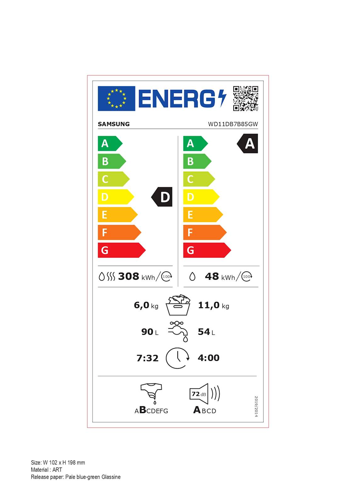 Pralno sušilni stroj Samsung WD11DB7B85GWU4